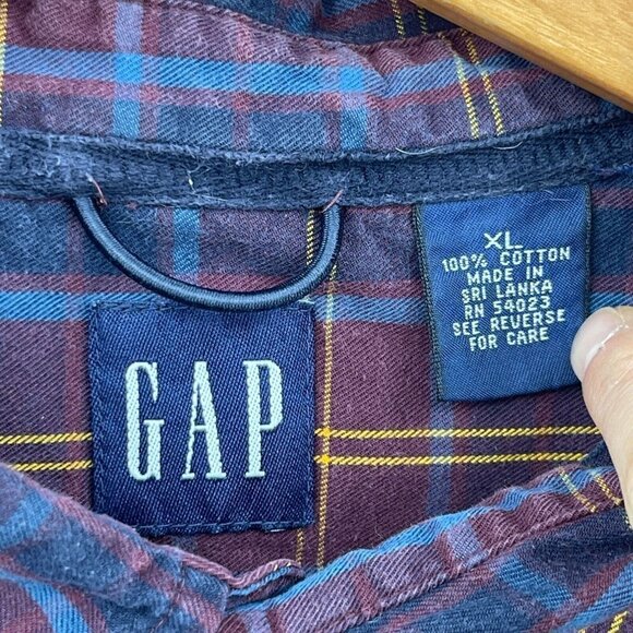 Gap Vintage Oversized Baggy Fit Plaid Flap Pocket Short Sleeve Shirt - Picture 6 of 10